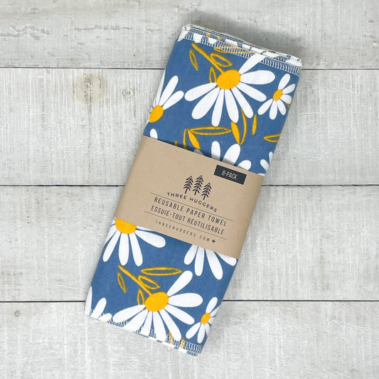 Reusable Paper Towels - Daisies on Blue