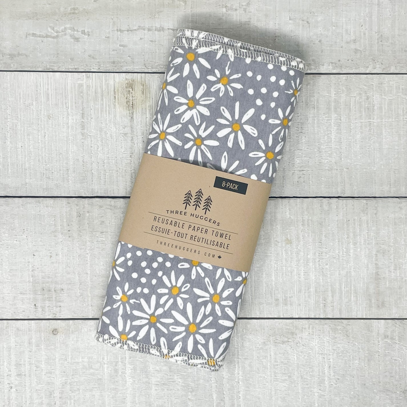 Reusable Paper Towels - Grey Daisy – Three Huggers