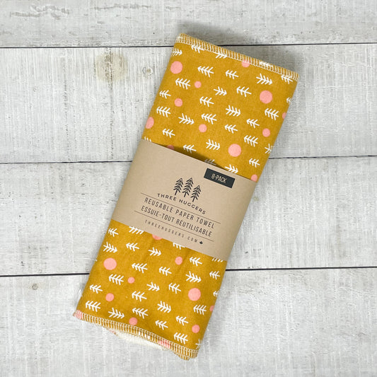 Organic Reusable Paper Towels - Yellow Trees