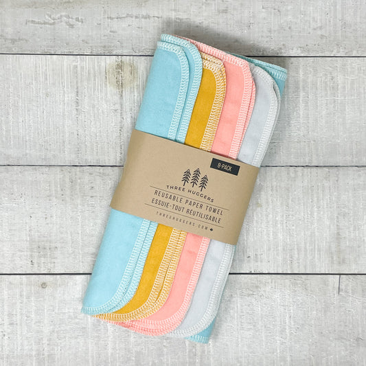 Organic Reusable Paper Towels - Solid Colour Variety Pack